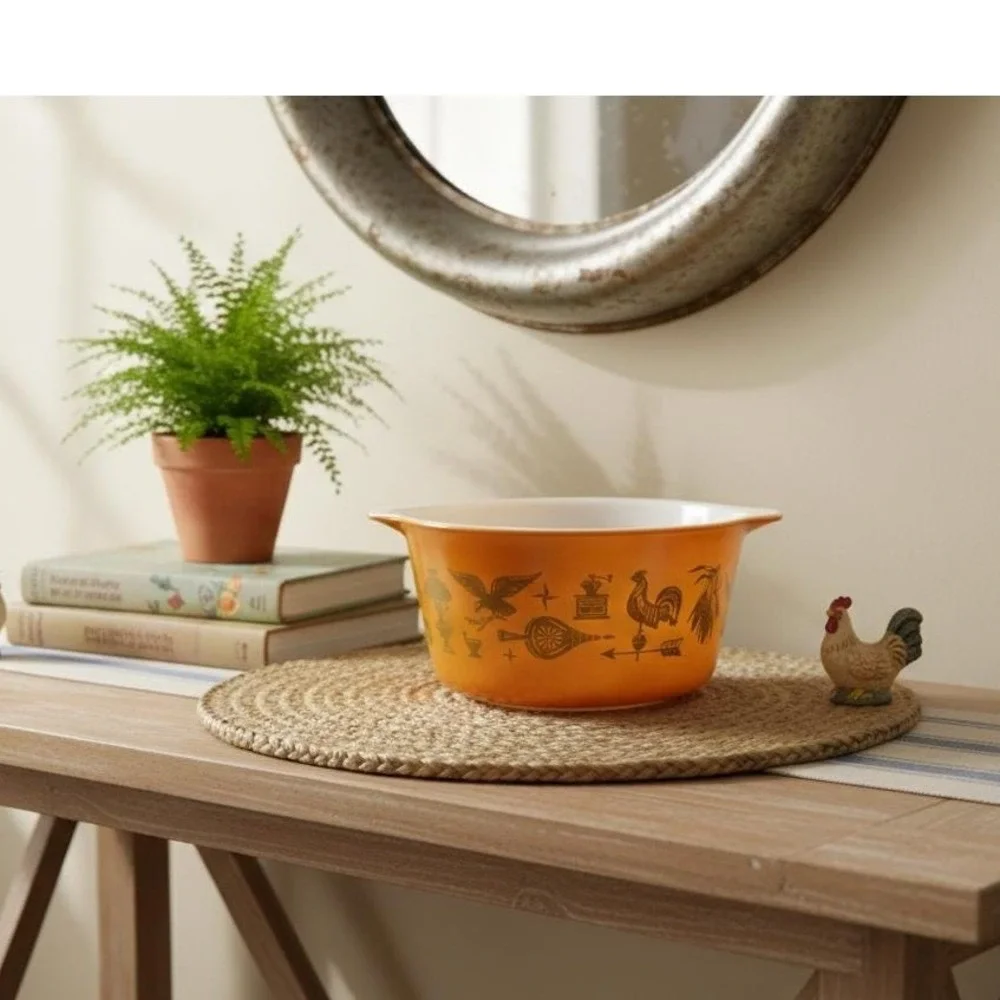 Vintage Pyrex Early American Cinderella Mixing‎ Bowl 441 Orange Gold 1.5 Pt